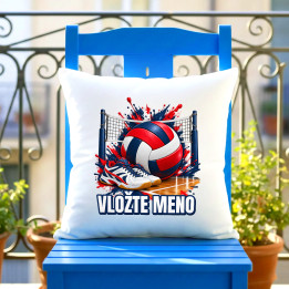 Volejbal (meno) - lopta, sieť a topánky - vankúš s potlačou - personalizovaný produkt