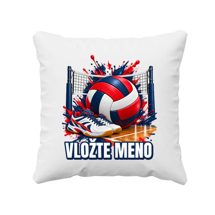 Volejbal (meno) - lopta, sieť a topánky - vankúš s potlačou - personalizovaný produkt