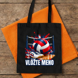 Volejbal (meno) - lopta, sieť a topánky - bavlnená taška s potlačou - personalizovaný produkt
