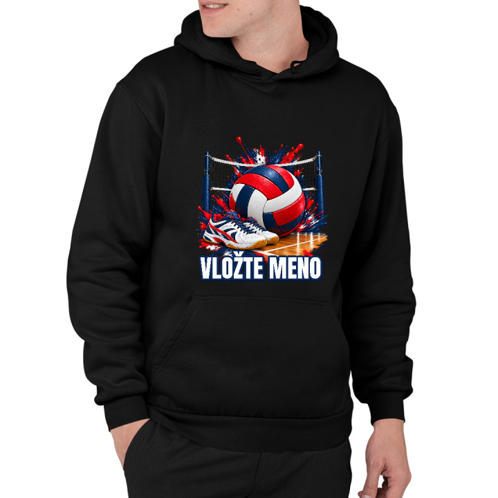 Volejbal (meno) - lopta, sieť a topánky - pánska mikina s potlačou - personalizovaný produkt