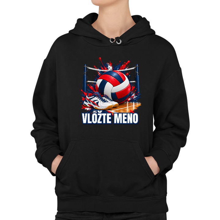 Volejbal (meno) - lopta, sieť a topánky - dámska mikina s potlačou - personalizovaný produkt