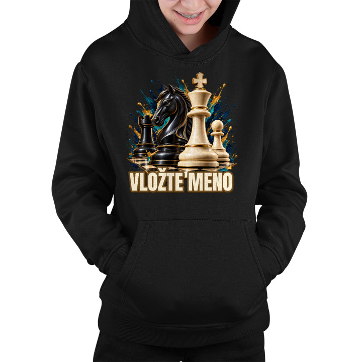 Šach (meno) - jazdec, kráľ a pešiak - detská mikina s potlačou - personalizovaný produkt