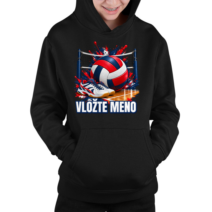 Volejbal (meno) - lopta, sieť a topánky - detská mikina s potlačou - personalizovaný produkt