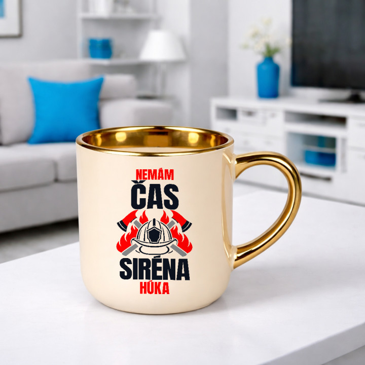 Nemám čas, siréna húka - elegantný hrnček na darček pre hasiča