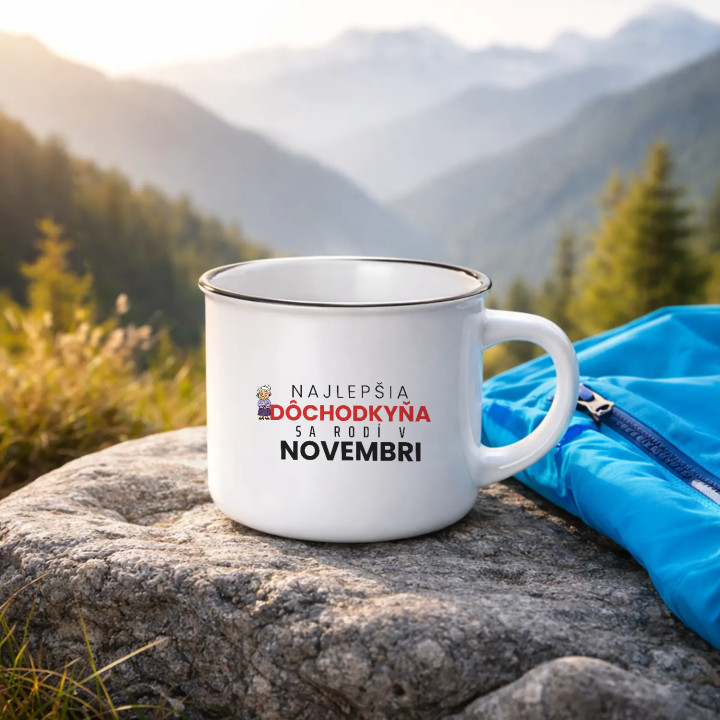 Najlepšia dôchodkyňa sa rodí v novembri - smaltovaný hrnček s potlačou
