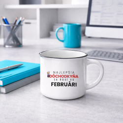 Najlepšia dôchodkyňa sa rodí vo februári - smaltovaný hrnček s potlačou