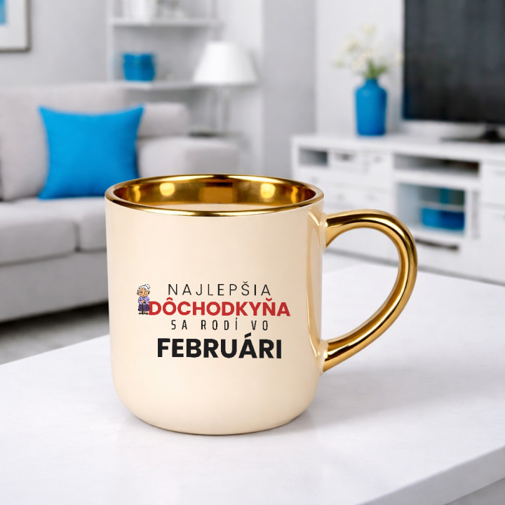 Najlepšia dôchodkyňa sa rodí vo februári - elegantný hrnček na darček