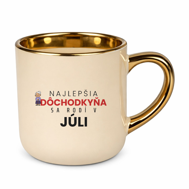 Najlepšia dôchodkyňa sa rodí v júli - elegantný hrnček na darček