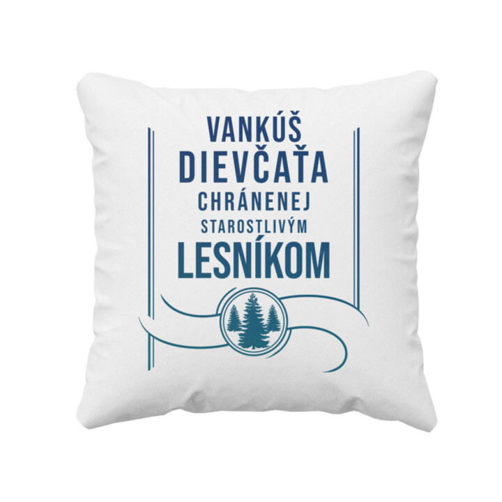 Vankúš dievčaťa chránenej starostlivým lesníkom - vankúš s potlačou