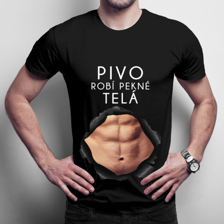 Pivo robí pekné telá v2 - pánske tričko s potlačou