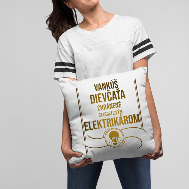 Vankúš dievčaťa chránené - elektrikár - vankúš s potisk
