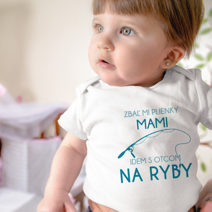 Zbaľ mi plienky, mami, idem s otcom na ryby - body s potlačou