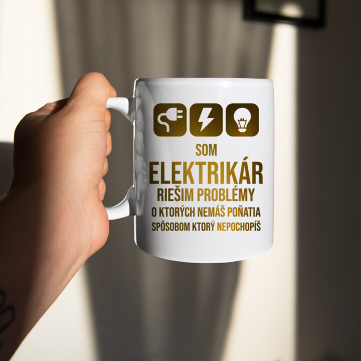 Som elektrikár - riešim problémy - keramický hrnček s potlačou