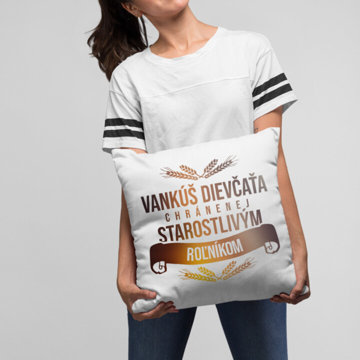 Vankúš dievčaťa chránenej starostlivým roľníkom - vankúš s potlačou