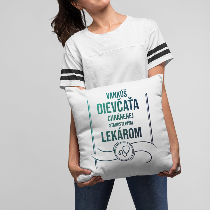 Vankúš dievčaťa chránenej starostlivým lekárom - vankúš pre potisk