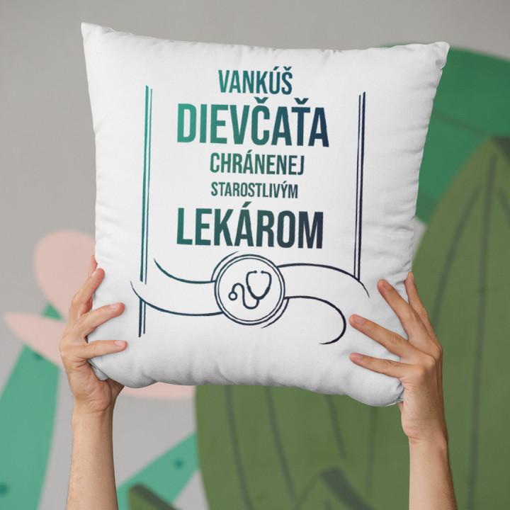Vankúš dievčaťa chránenej starostlivým lekárom - vankúš pre potisk