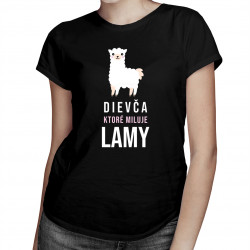 Dievča, ktoré miluje lamy - Dámske tričko s potlačou
