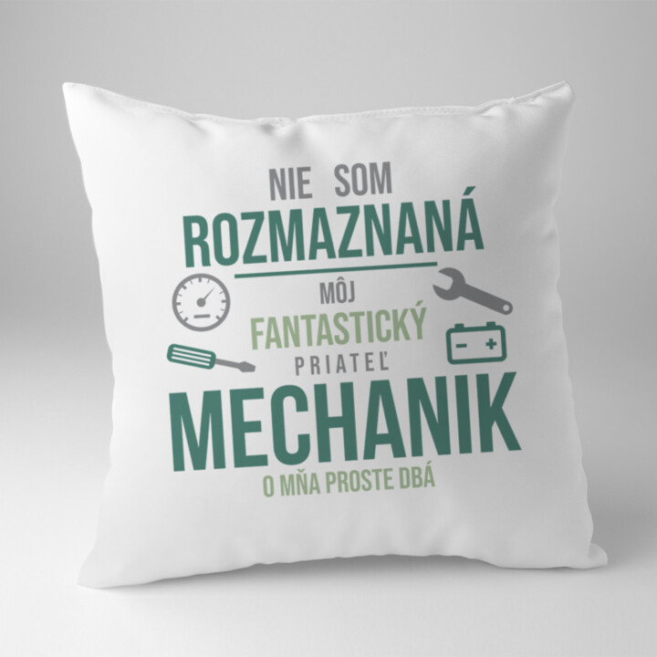 Mechanik o mňa proste dbá - vankúš pre potisk
