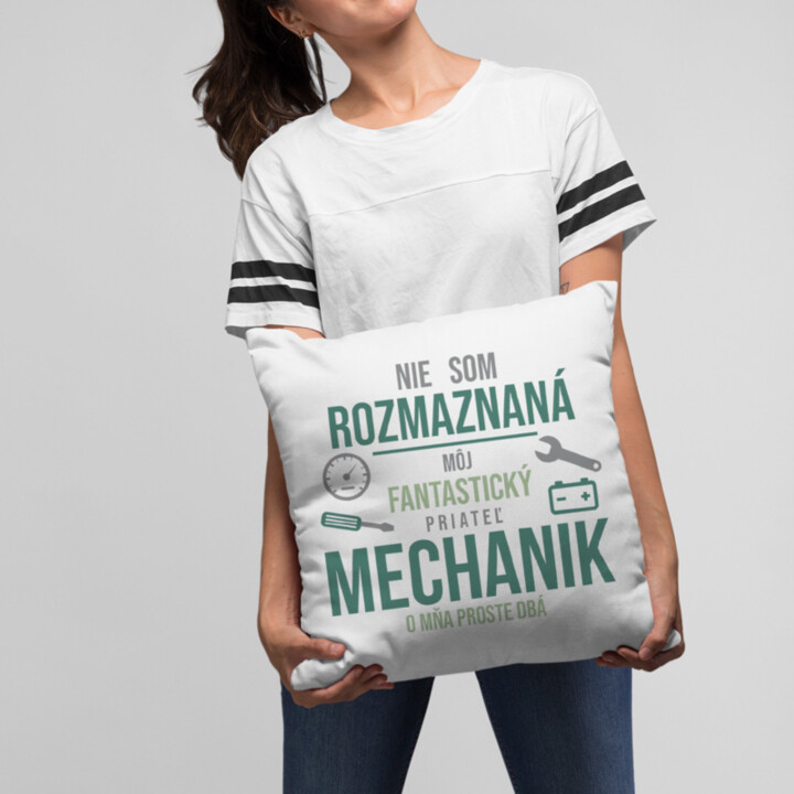 Mechanik o mňa proste dbá - vankúš pre potisk