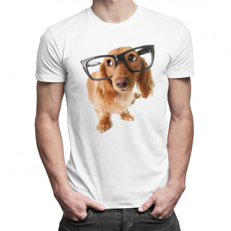 Šteňa s okuliarmi - pánske tričko s potlačou