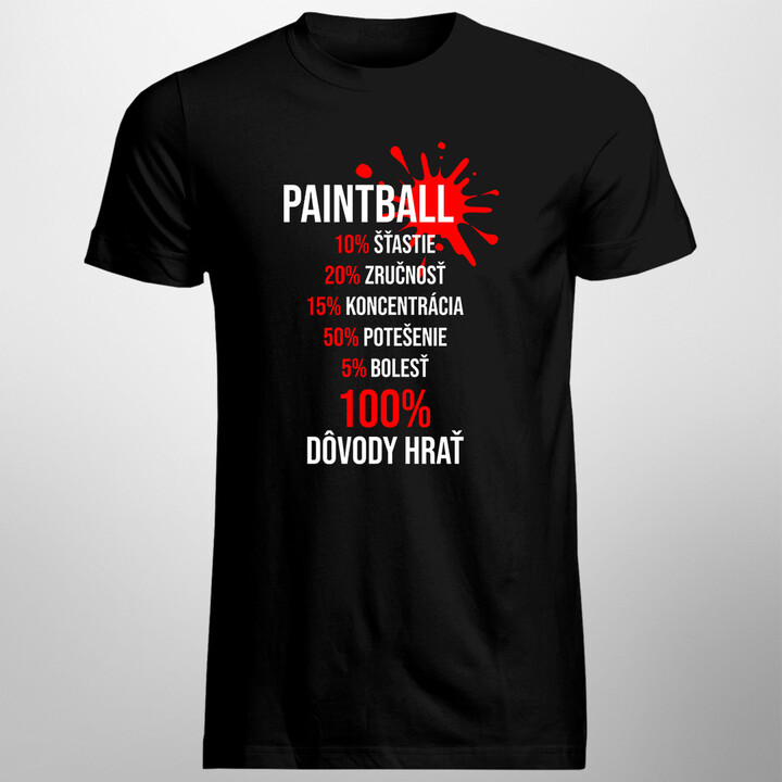Paintball: 100% dôvody hrať - pánske tričko s potlačou