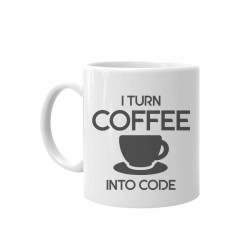 I turn coffee into code - keramický hrnček s potlačou