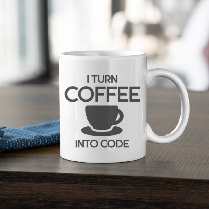 I turn coffee into code- keramický hrnček s potlačou