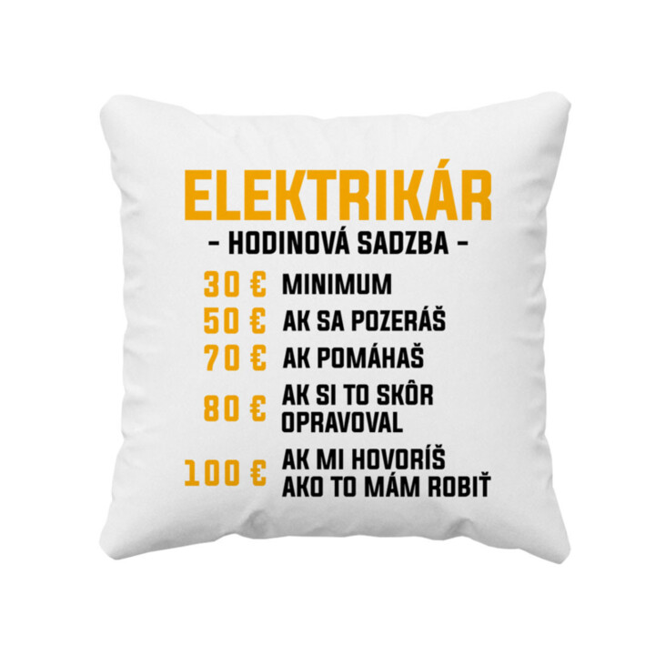 Elektrikár: hodinová sadzba - vankúš s potisk