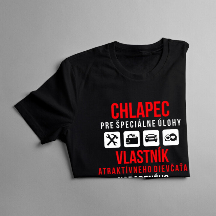 Chlapec pre špeciálne úlohy - vlastník atraktívneho dievčaťa narodeného vo februári - pánske tričko s potlačou