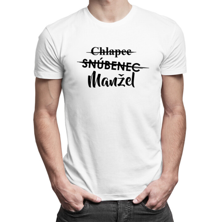 Chlapec, snúbenec, manžel - pánske tričko s potlačou