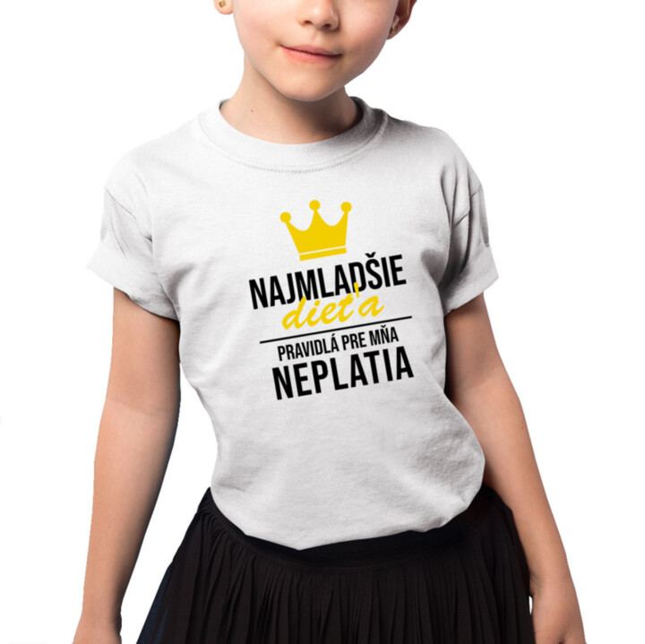 Najmladšie dieťa - pravidlá pre mňa neplatia - detské tričko s potlačou