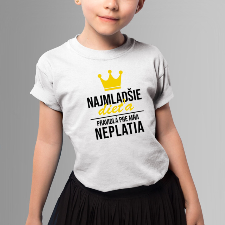 Najmladšie dieťa - pravidlá pre mňa neplatia - detské tričko s potlačou