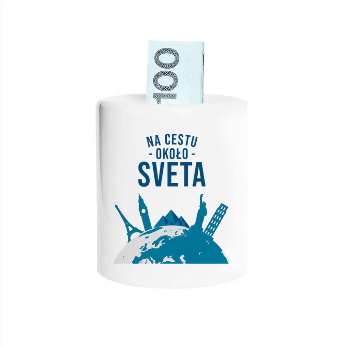 Na cestu okolo sveta - Keramická pokladnička s potlačou