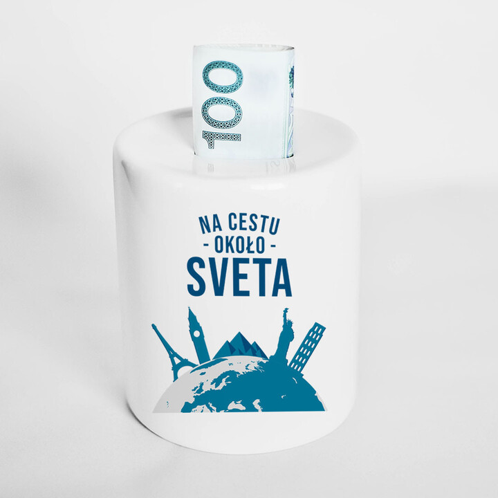 Na cestu okolo sveta - Keramická pokladnička s potlačou