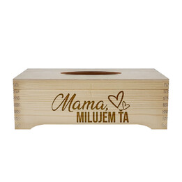 Mama, milujem Ťa - drevený box na vreckovky s gravírovaním
