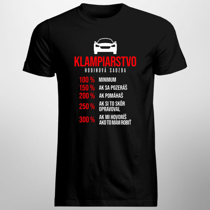 Klampiarstvo - hodinová sadzba - pánske tričko s potlačou
