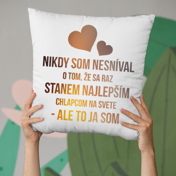 Nikdy som nesníval o tom, že sa raz stanem najlepším chlapcom - vankúš s potlačou