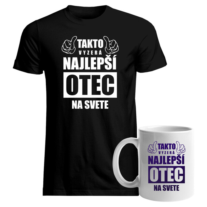 Sada pro tátu - Takto vyzerá najlepší otec na svete - tričko + hrnček s potlačou