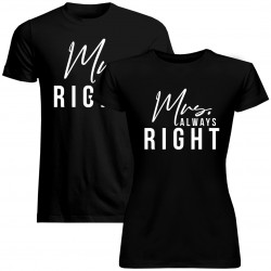Sada pre páry - Mr. Right Mrs. Always Right - tričko s potlačou