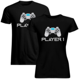 Sada pre páry -Player 1 (dámske) Player 2 (pánske) v2 - tričko s potlačou