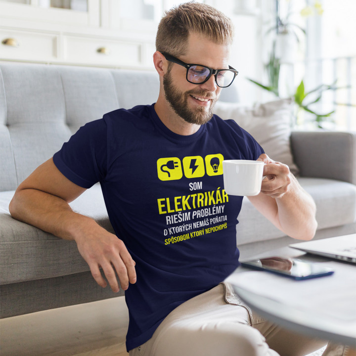 Som elektrikár - riešim problémy - pánske tričko s potlačou