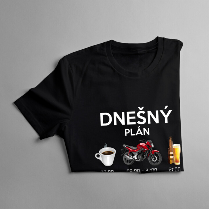 Dnešný plán: káva, motorka, pivo - dámske tričko s potlačou