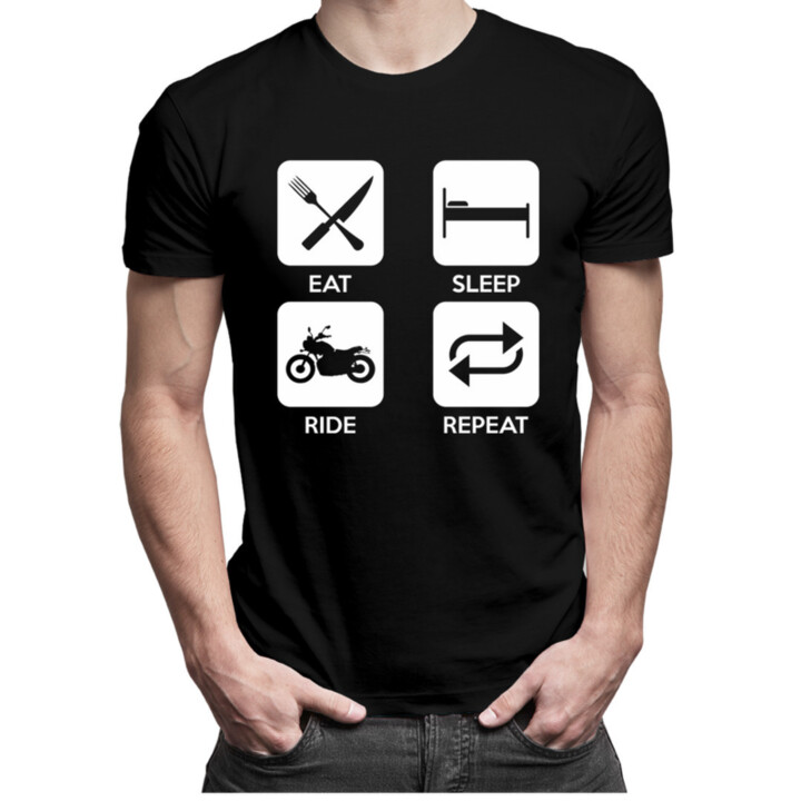 Eat sleep ride repeat  - pánske tričko s potlačou