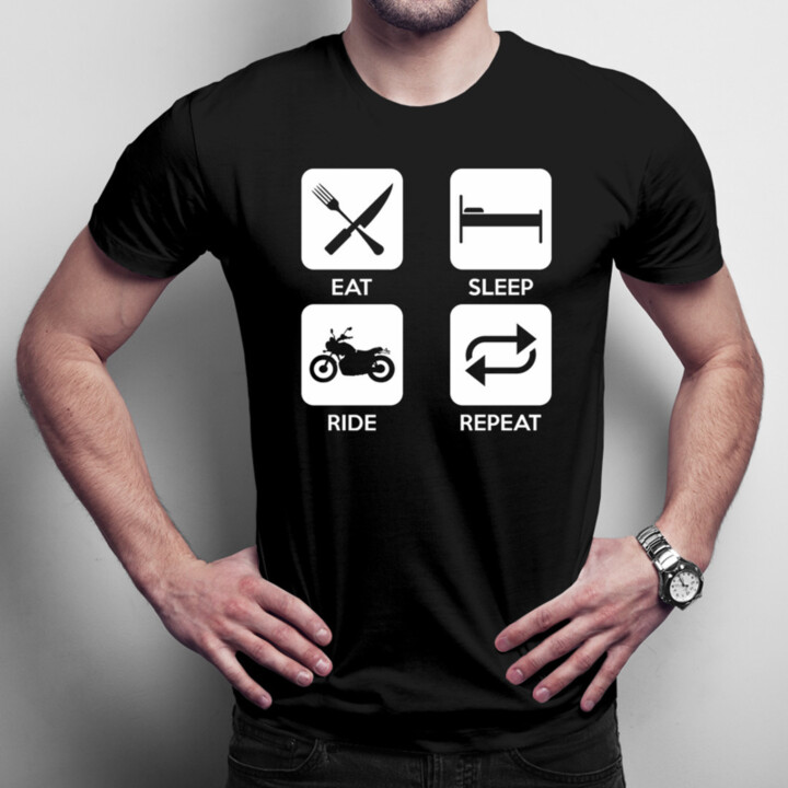 Eat sleep ride repeat  - pánske tričko s potlačou