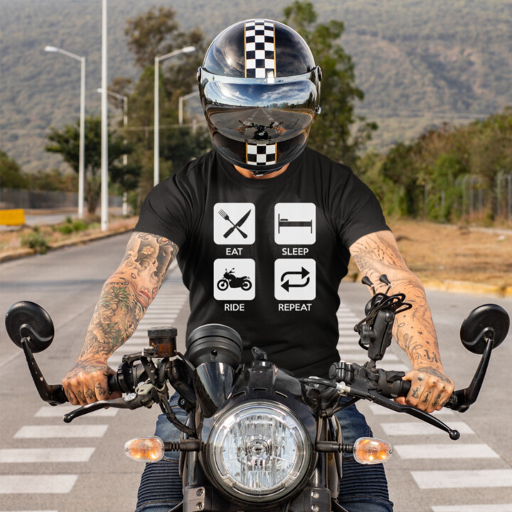 Eat sleep ride repeat  - pánske tričko s potlačou