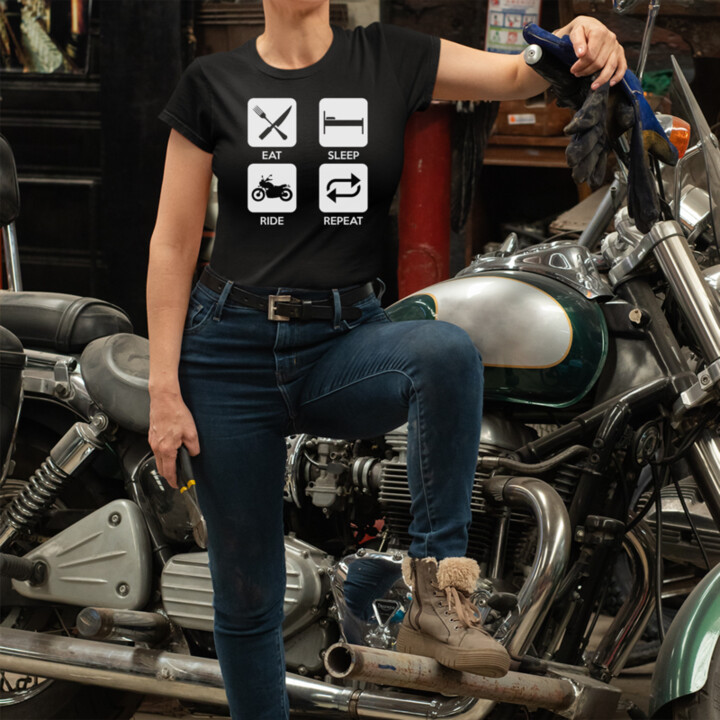 Eat sleep ride repeat - dámske tričko s potlačou