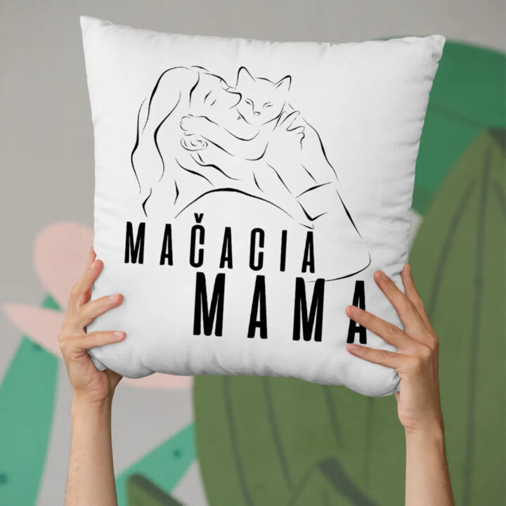 Mačacia mama - vankúš s potlačou