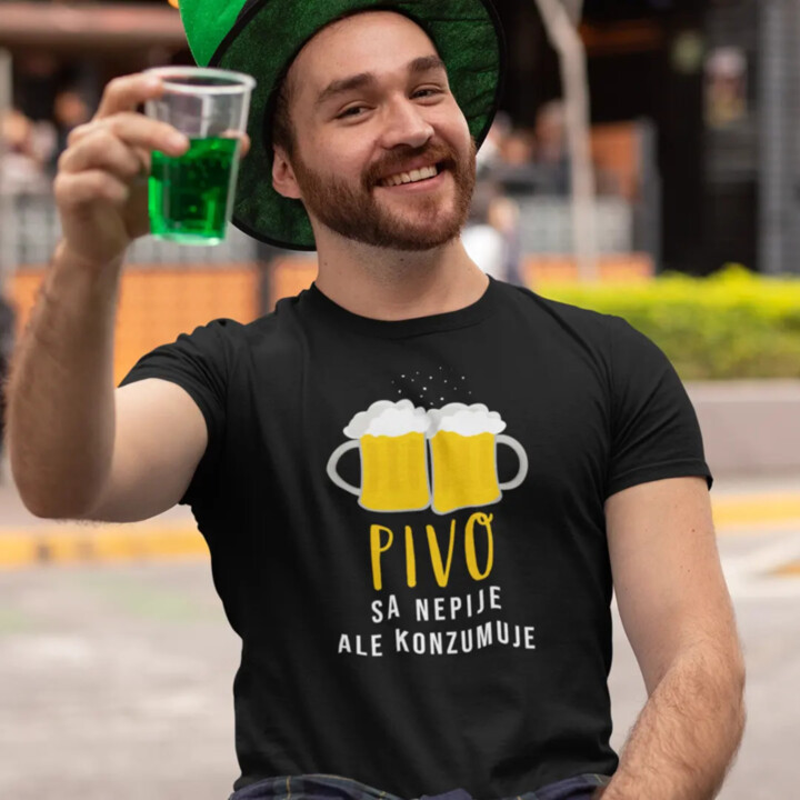 Pivo sa nepije, ale konzumuje - pánske  tričko s potlačou