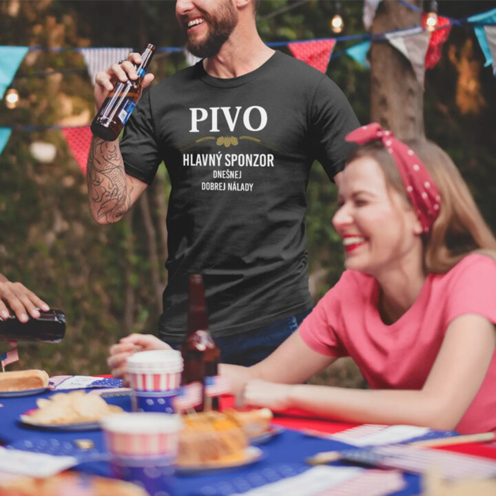 Pivo - hlavný sponzor dnešnej dobrej nálady - pánske tričko s potlačou