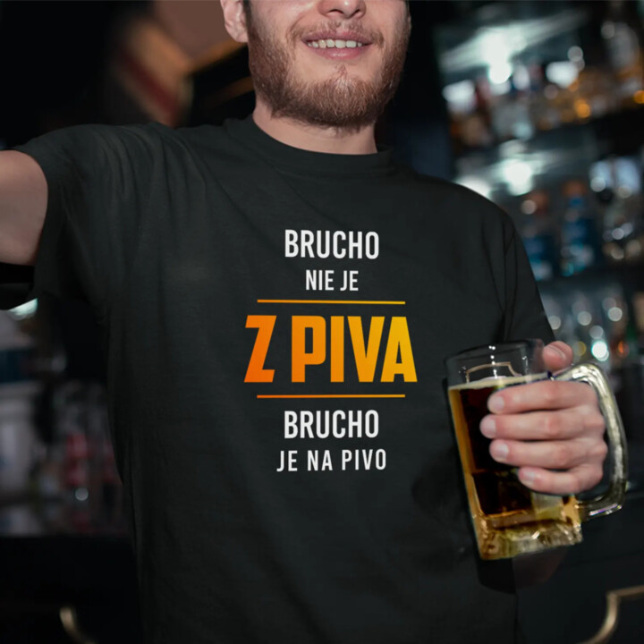 Brucho nie je z piva, brucho je na pivo - pánske tričko s potlačou